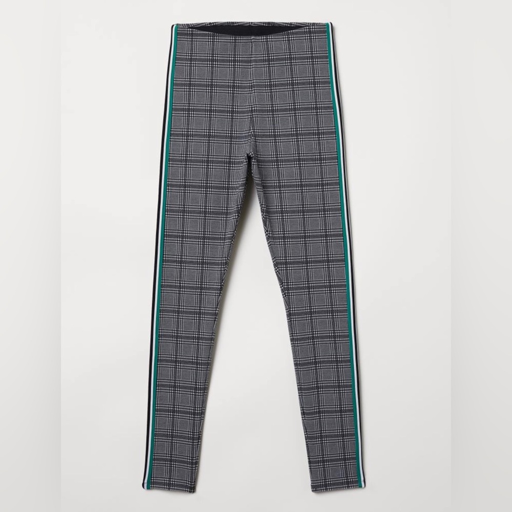 H&M Plaid Leggings with Side Stripe